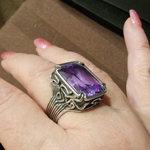 Silpada Lavender Cubic Zirconia Stone Statement Ring - size 10